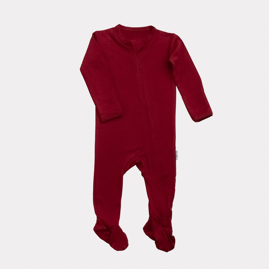 Bamboo Footed Sleepers | Solids: Cranberry