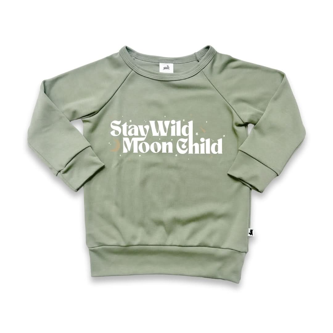 Baby/Kids' Graphic Bamboo Raglan Sleeve Pullover | Shoot For The Stars In Juniper