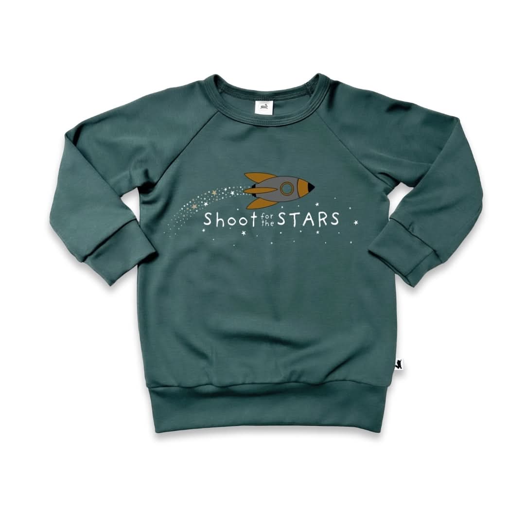 Baby/Kids' Graphic Bamboo Raglan Sleeve Pullover | Planets In Graphite