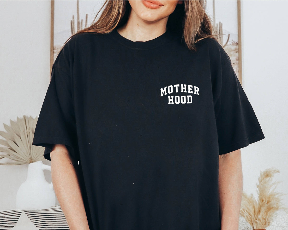 Motherhood Crewneck Tee Minimalist Mama Shirt, Mother's Day: Pepper / Large
