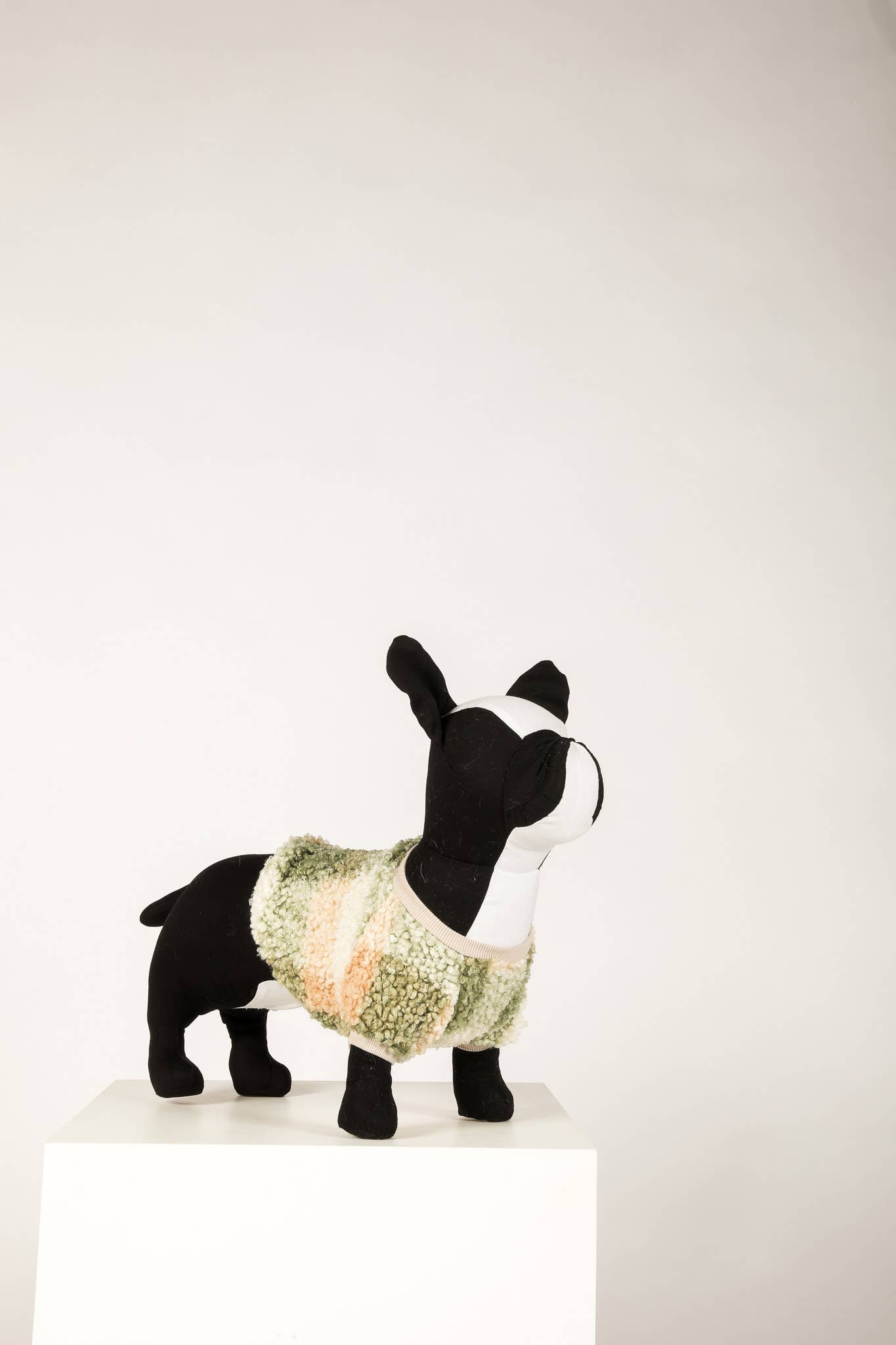 DOG BOUCLÉ SWEATER FLUFFY YARN PLAID: Orange / M