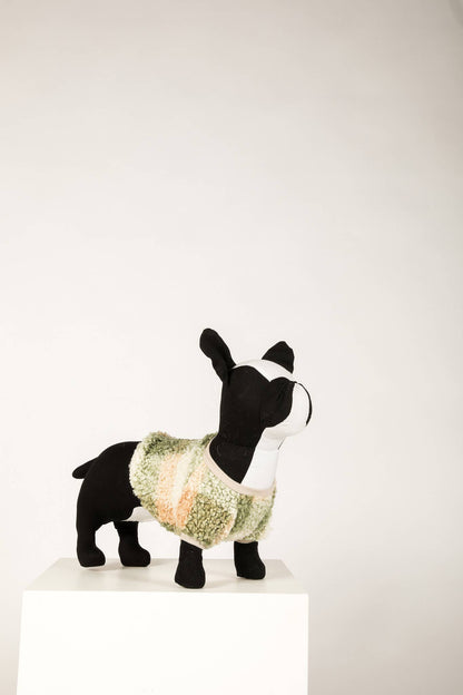 DOG BOUCLÉ SWEATER FLUFFY YARN PLAID: Orange / M