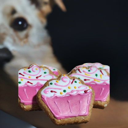 Cupcake cake for your dogs - Cupcake cookies for dogs: Pink / Individually wrapped / Small