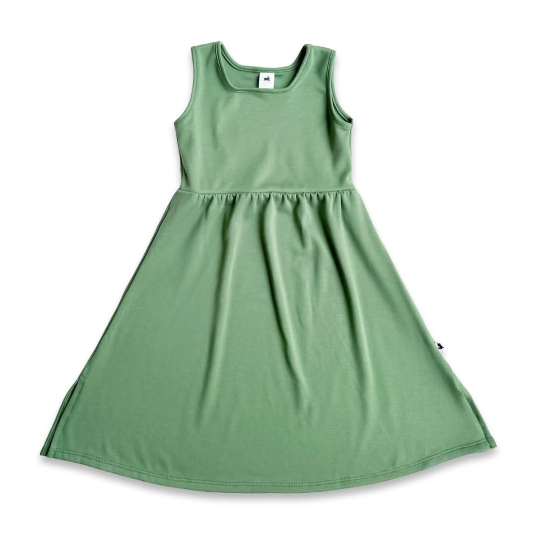 Kids' Bamboo Square Neck Midi Dress | Palm Leaf