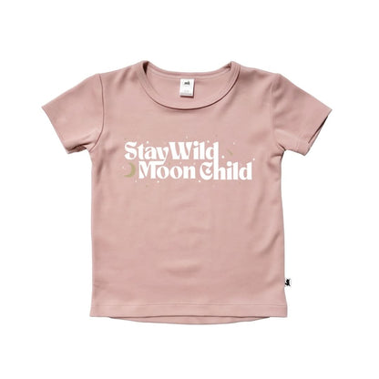 Baby/Kids' Bamboo Graphic T-Shirt | "Stay Wild Moonchild" | Rosewood
