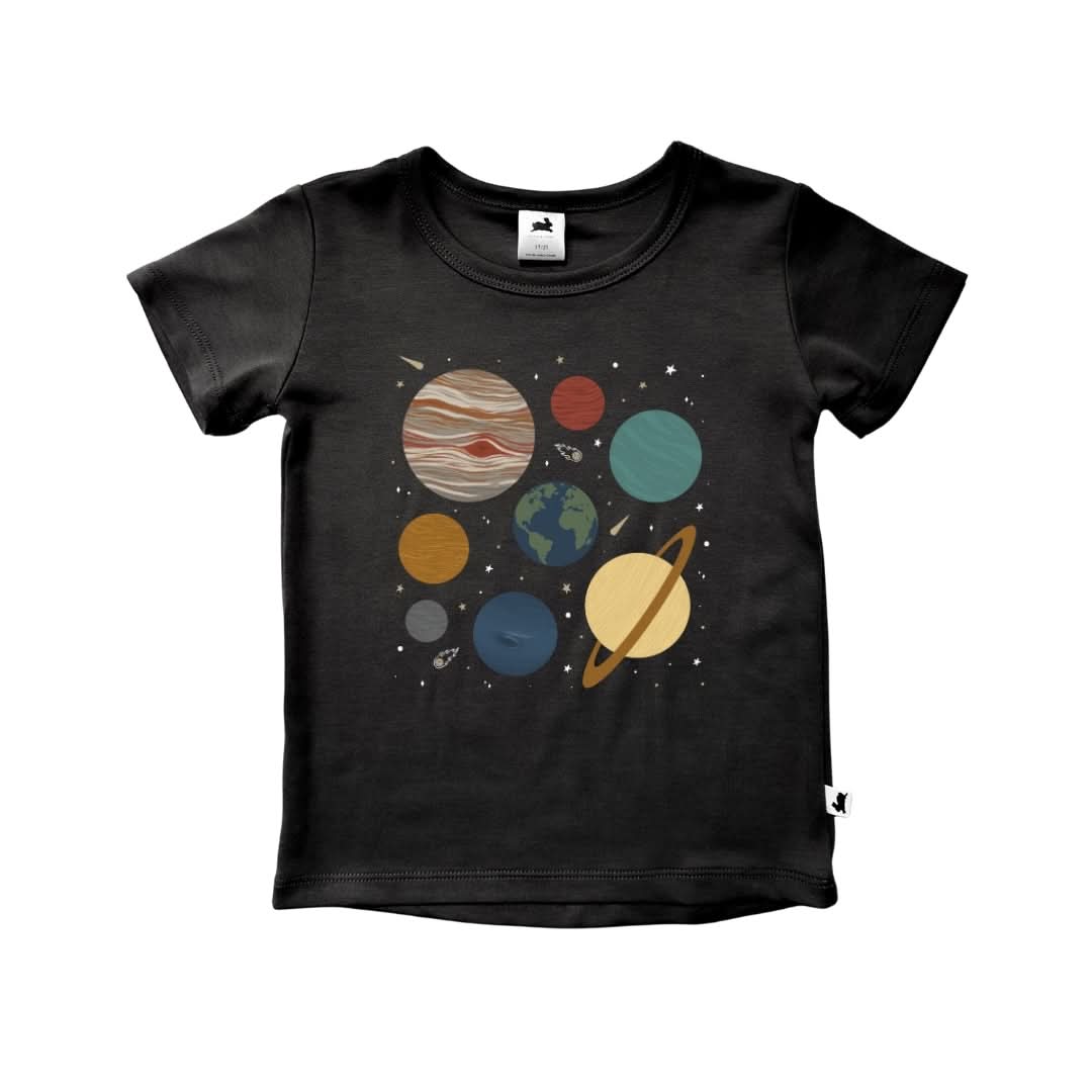 Baby/Kids' Bamboo Graphic T-Shirt | Planets In Black