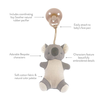 *New Options* Bitzy Pal Natural Rubber Pacifier & Plush: Cow