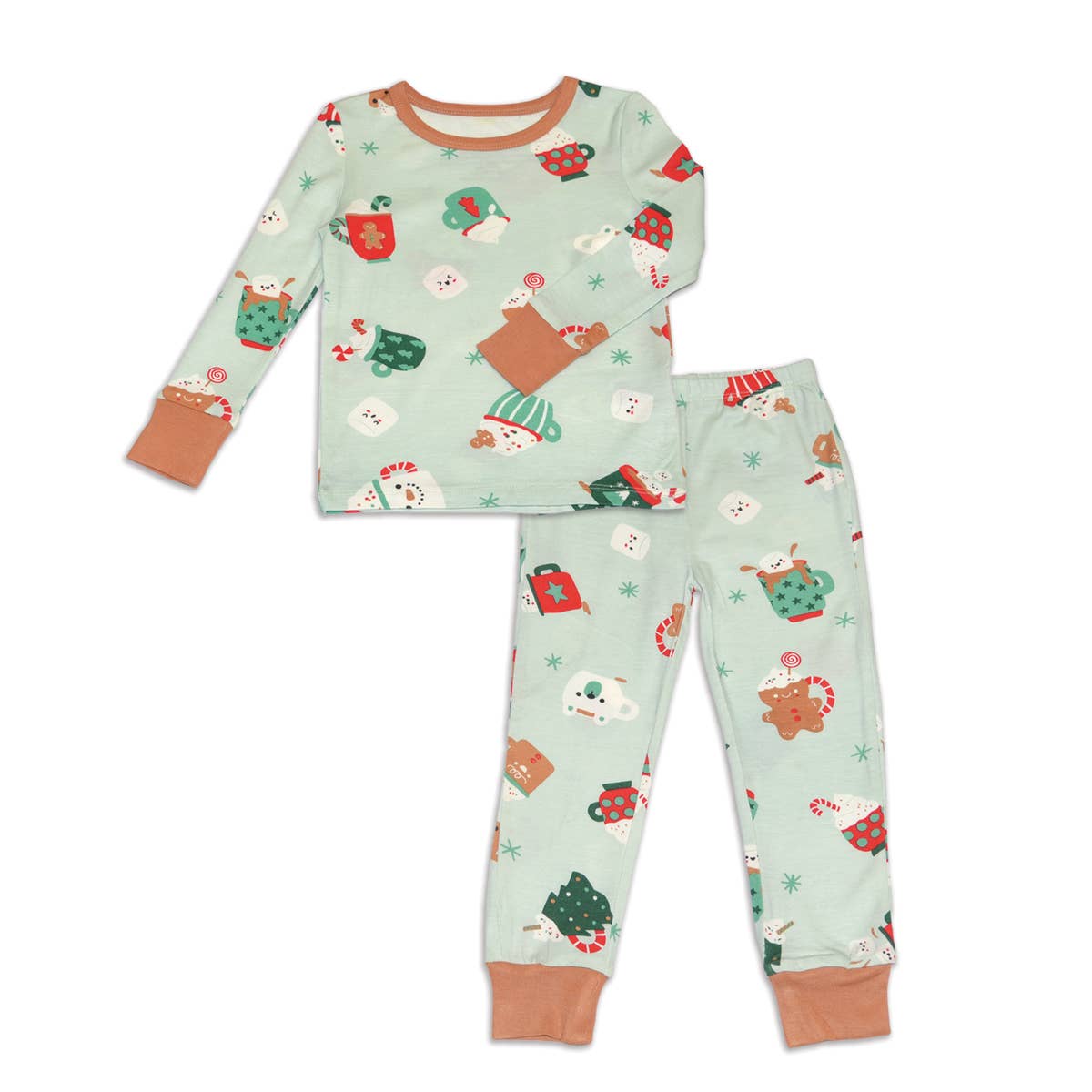 Bamboo Long Sleeve Pajama Set Festive Cocoa