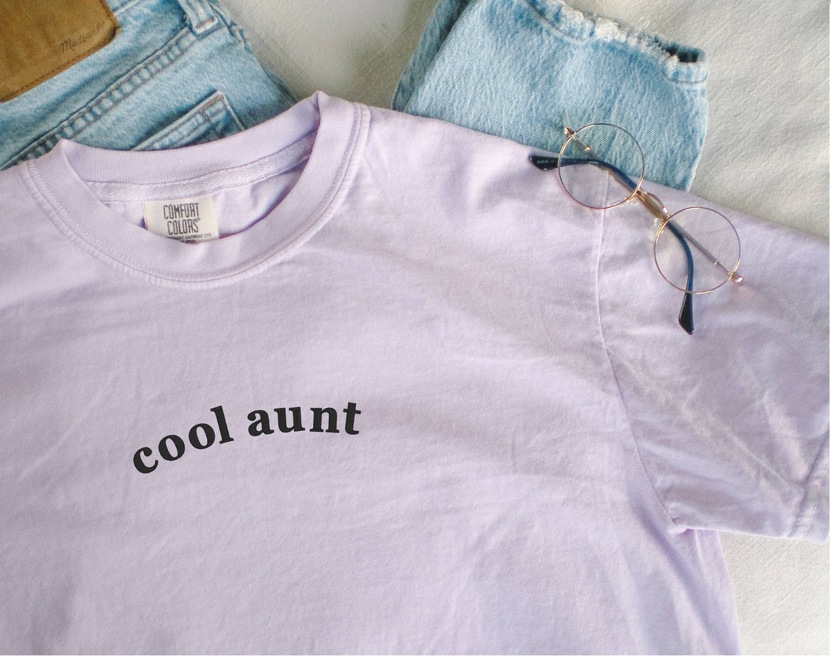 Embroidered Cool Aunt Tee Mothers Day Shirt Comfort Colors®: Pepper / 2XL