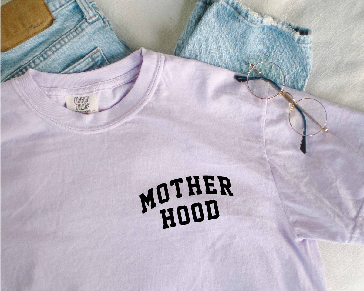 Motherhood Crewneck Tee Minimalist Mama Shirt, Mother's Day: Pepper / Large