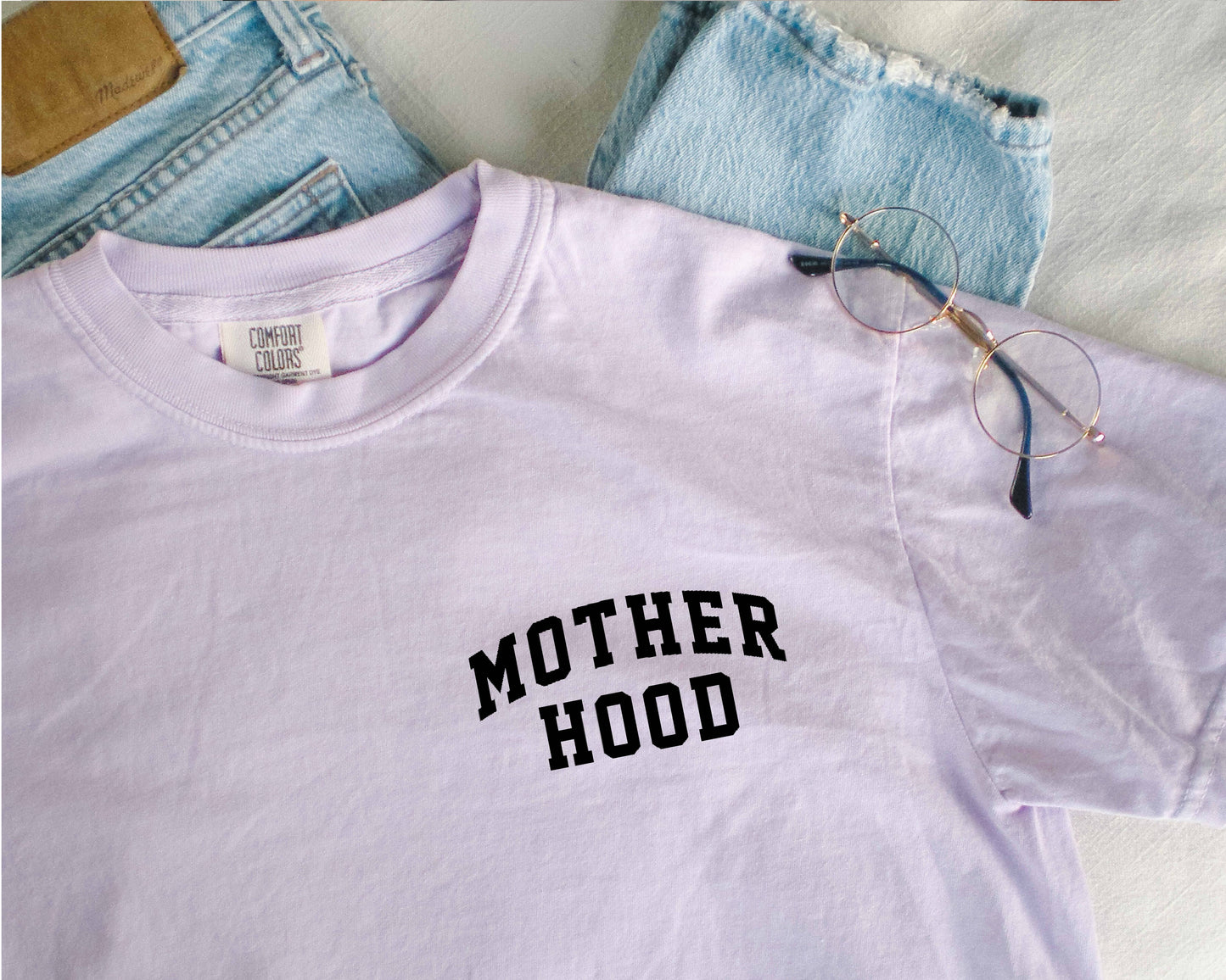 Motherhood Crewneck Tee Minimalist Mama Shirt, Mother's Day: Pepper / X-Large