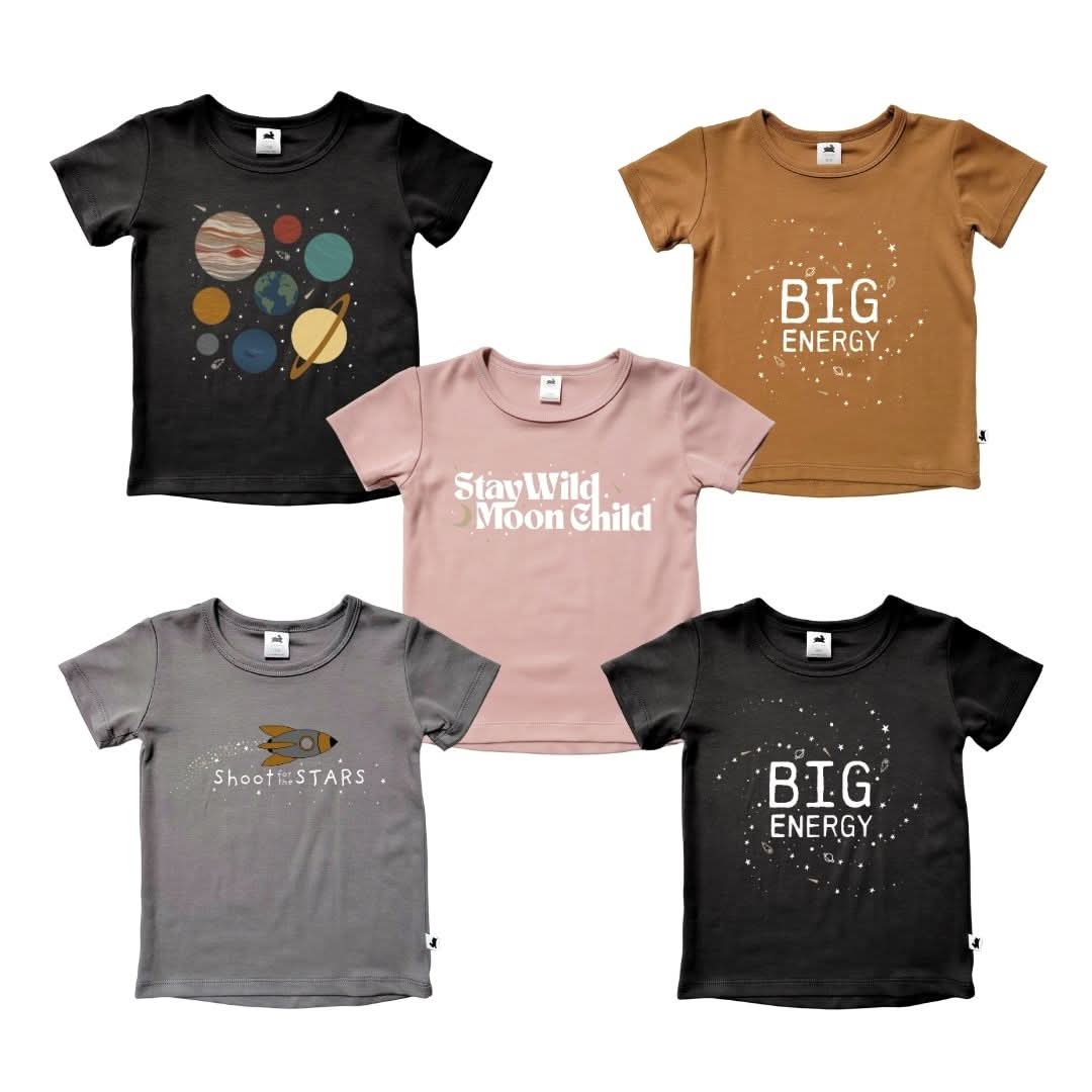 Baby/Kids' Bamboo Graphic T-Shirt | "Stay Wild Moonchild" | Rosewood