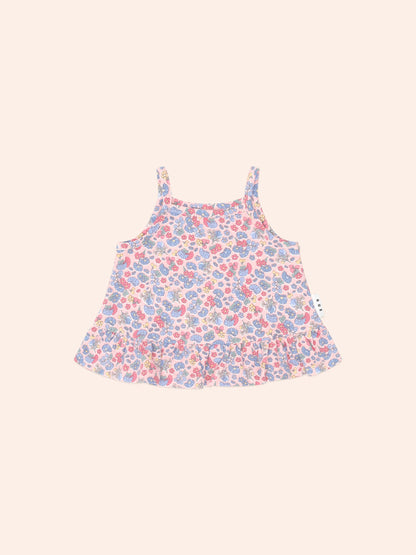 Vintage Floral Peplum Top| Dusty Pink Multi | Huxbaby
