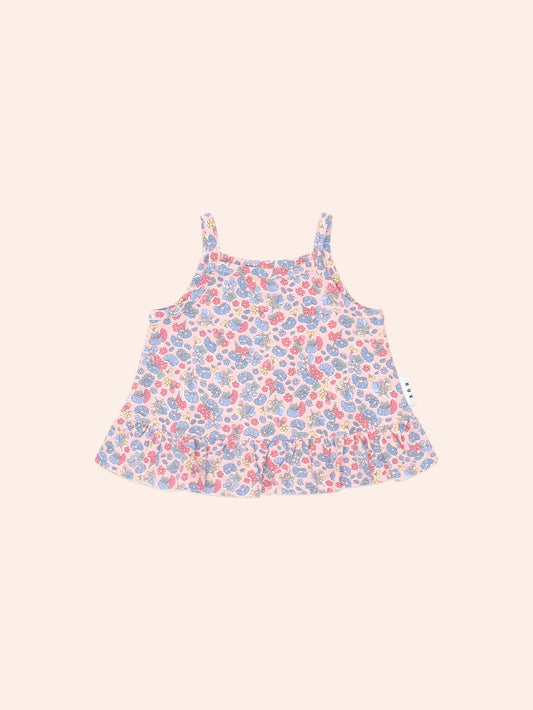 Vintage Floral Peplum Top| Dusty Pink Multi | Huxbaby