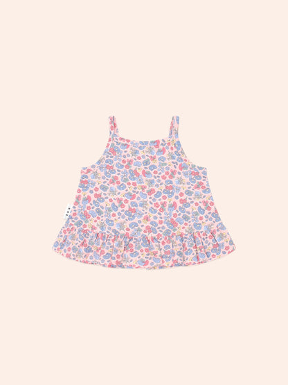Vintage Floral Peplum Top| Dusty Pink Multi | Huxbaby
