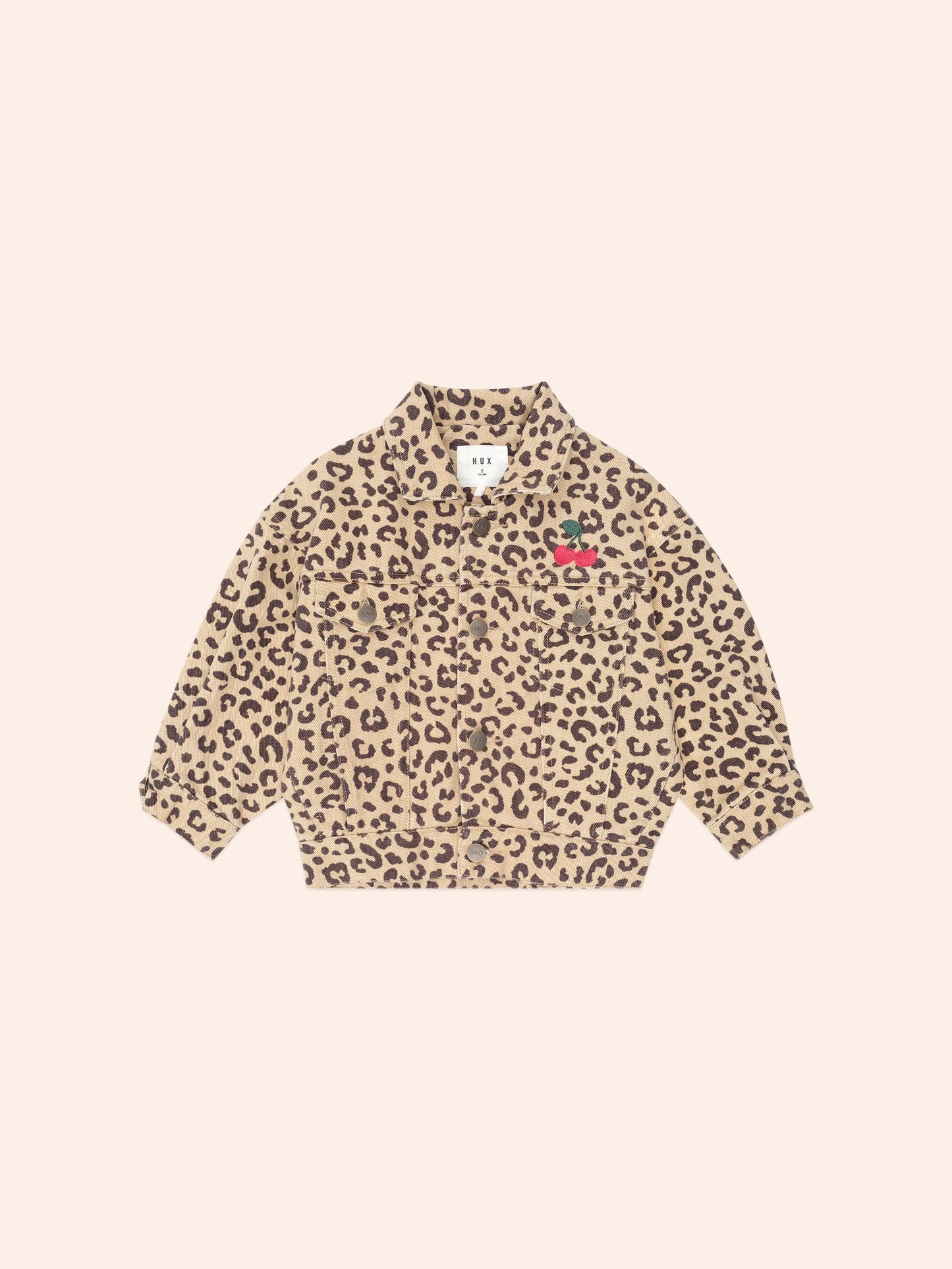 Very Cherry Leopard Print Denim Jacket | Animal | Huxbaby