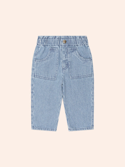 Vintage Bow Paperbag Denim Pants | Blue stripe | Huxbaby