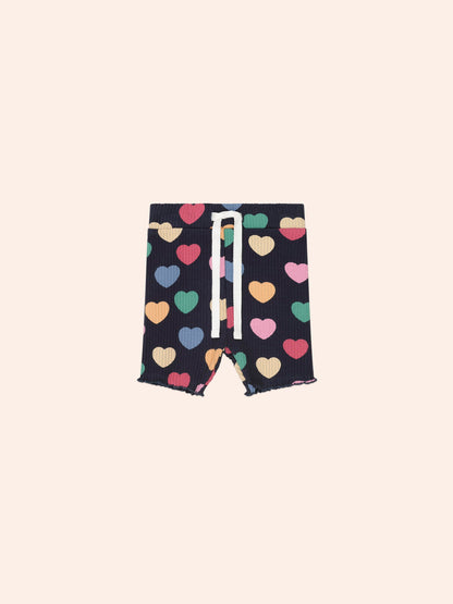 Multi Hearts Rib Bike Short | Navy | Huxbaby