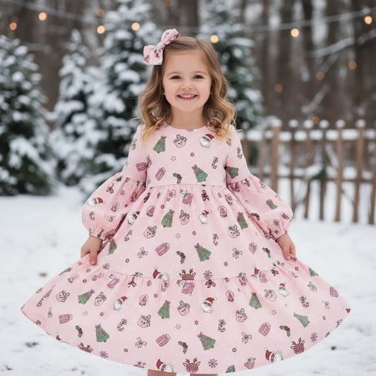 Christmas Wonderland long sleeve twirl dress