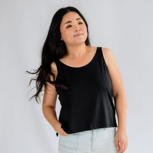 Ladies' Bamboo Cropped Tank | Black