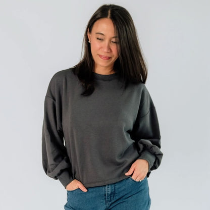Ladies' Bamboo Fleece Cropped Pullover | Rose