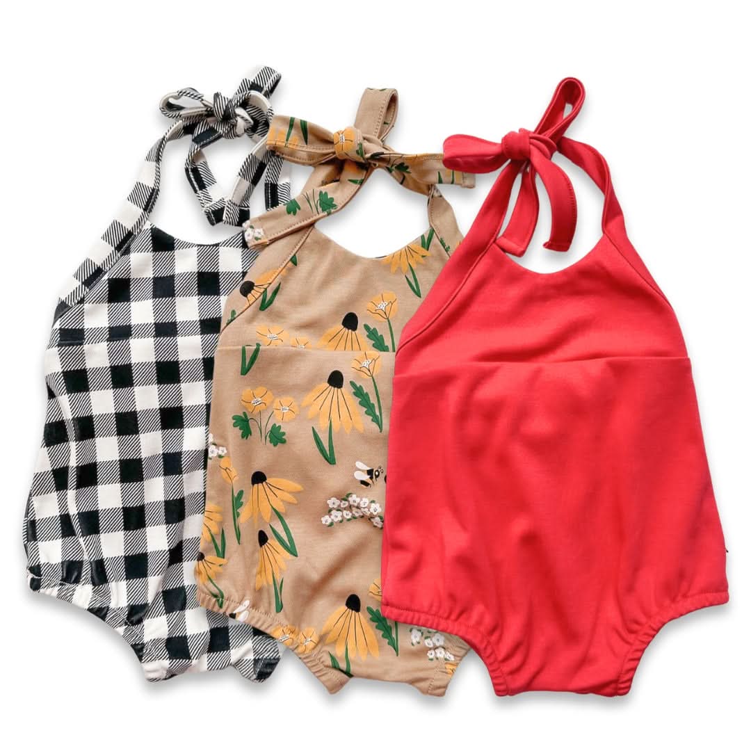 Baby/Kids' Bamboo Halter Romper | Bumblebee Meadow