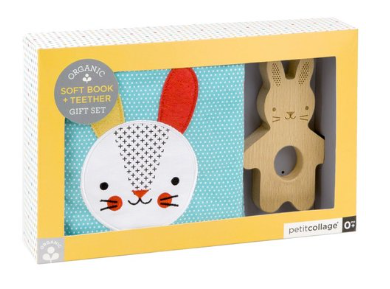 Baby Bunny Organic Soft Book + Teether Gift Set