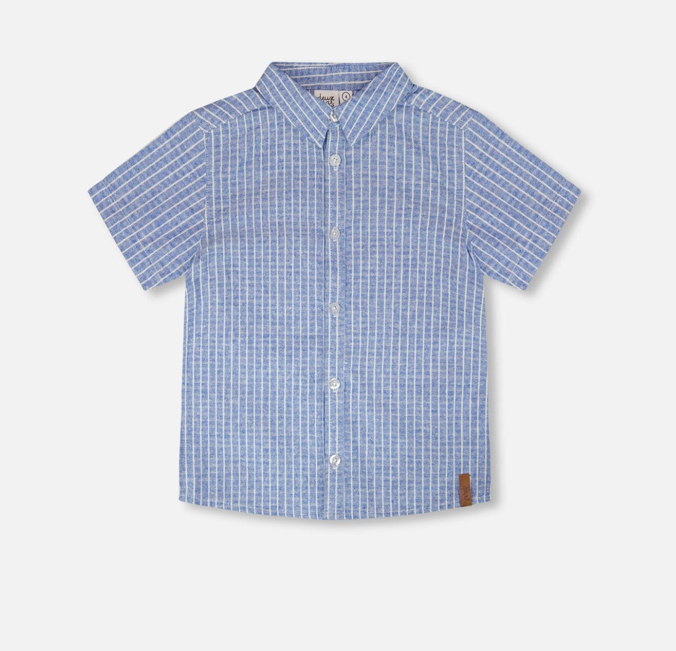 Short-Sleeve Chambray Shirt | Denim Stripe | Deux Par Deux