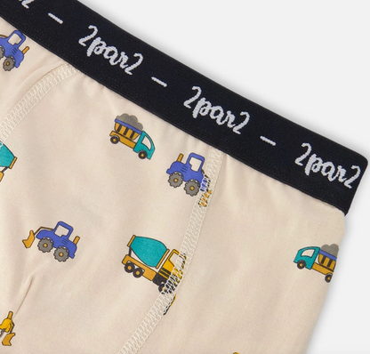 Organic Cotton Boxer | Beige Truck Print | Deux Par Deux