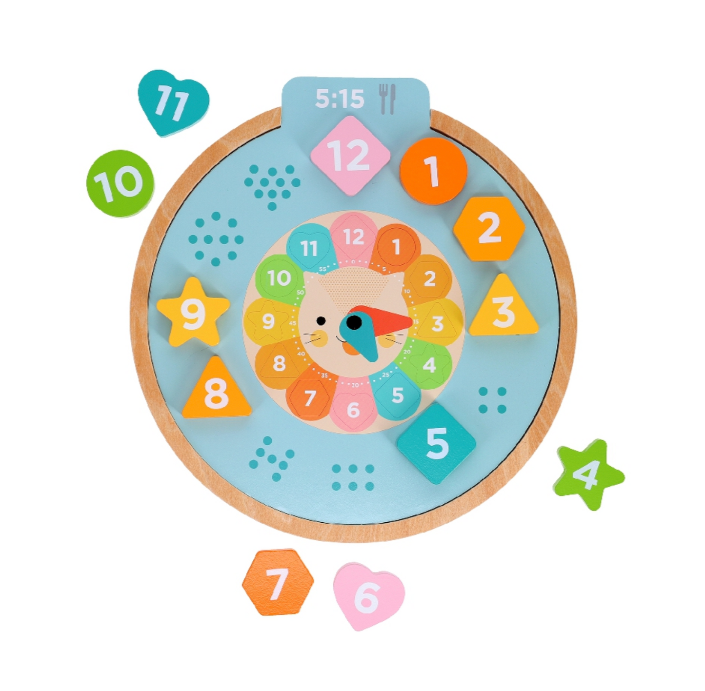 Multi-Language + Counting + Colors Wooden Learning Clock