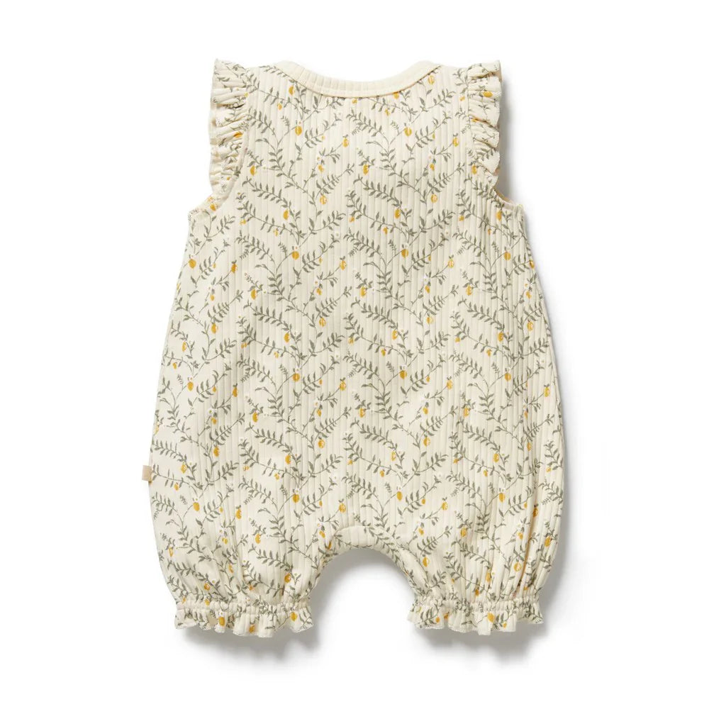 Lemon Leaf Organic Ruffle Zipsuit | Wilson + Frenchy