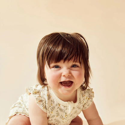 Lemon Leaf Organic Ruffle Zipsuit | Wilson + Frenchy