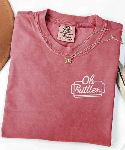 Oh Butter Comfort Colors T-Shirt - Fun Foodie Graphic: Brick / Large