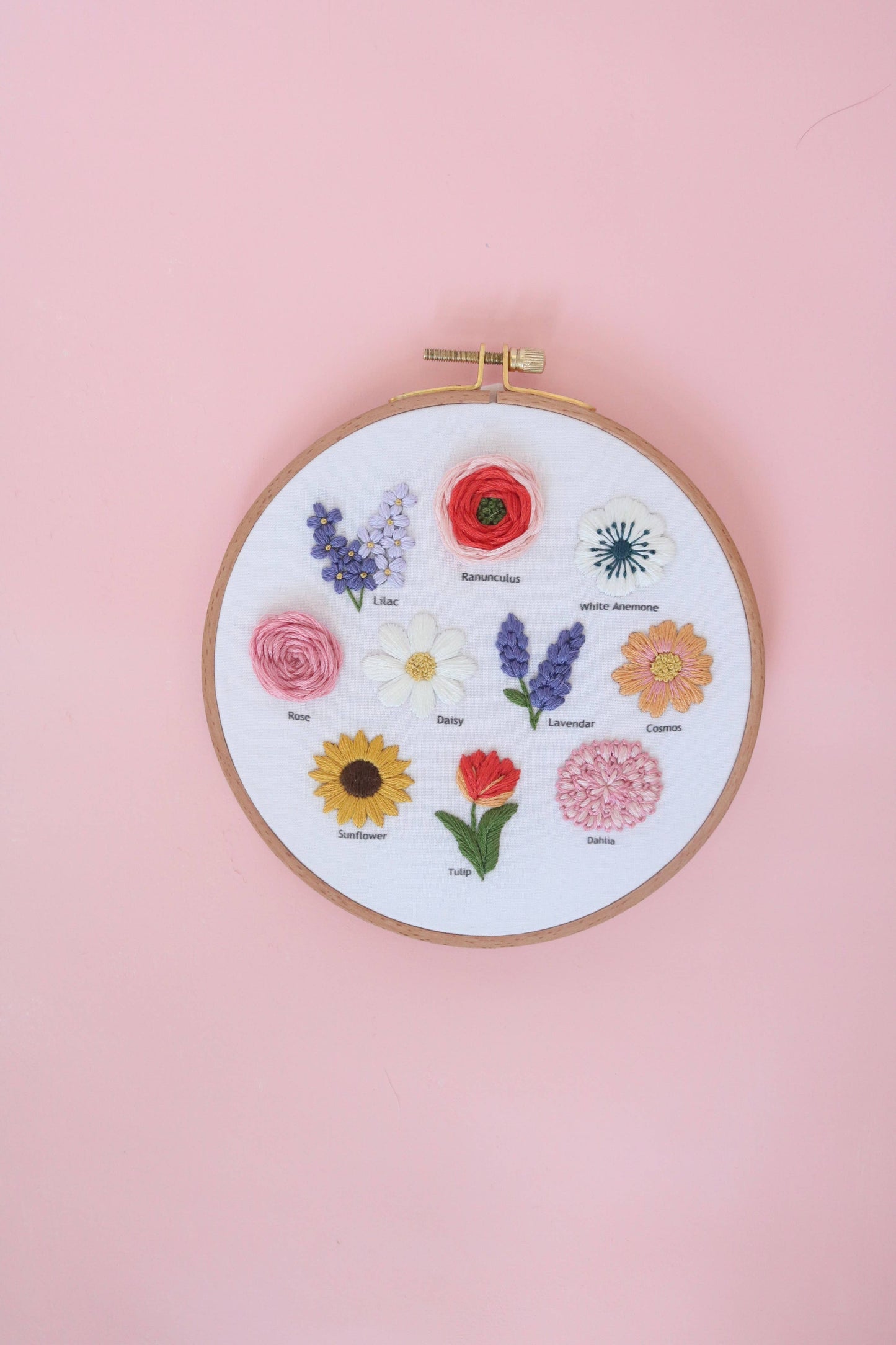 6" Flower Chart Hand Embroidery Kit - Video Instructions