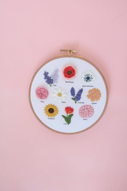6" Flower Chart Hand Embroidery Kit - Video Instructions