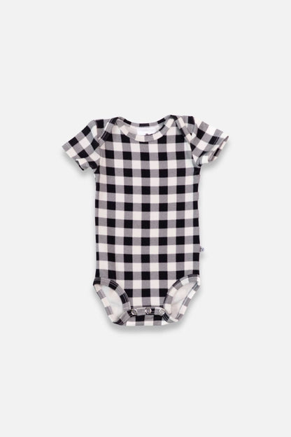 Baby Short Sleeve Bamboo Onesie | Bison Plaid