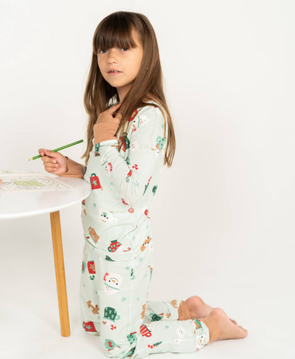 Bamboo Long Sleeve Pajama Set Festive Cocoa