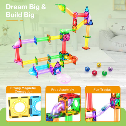 PicassoTiles - PicassoTiles Magnetic Marble Run Set: 70-Piece Set