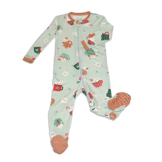 Bamboo Footies Two Way Zipper  Festive Cocoa