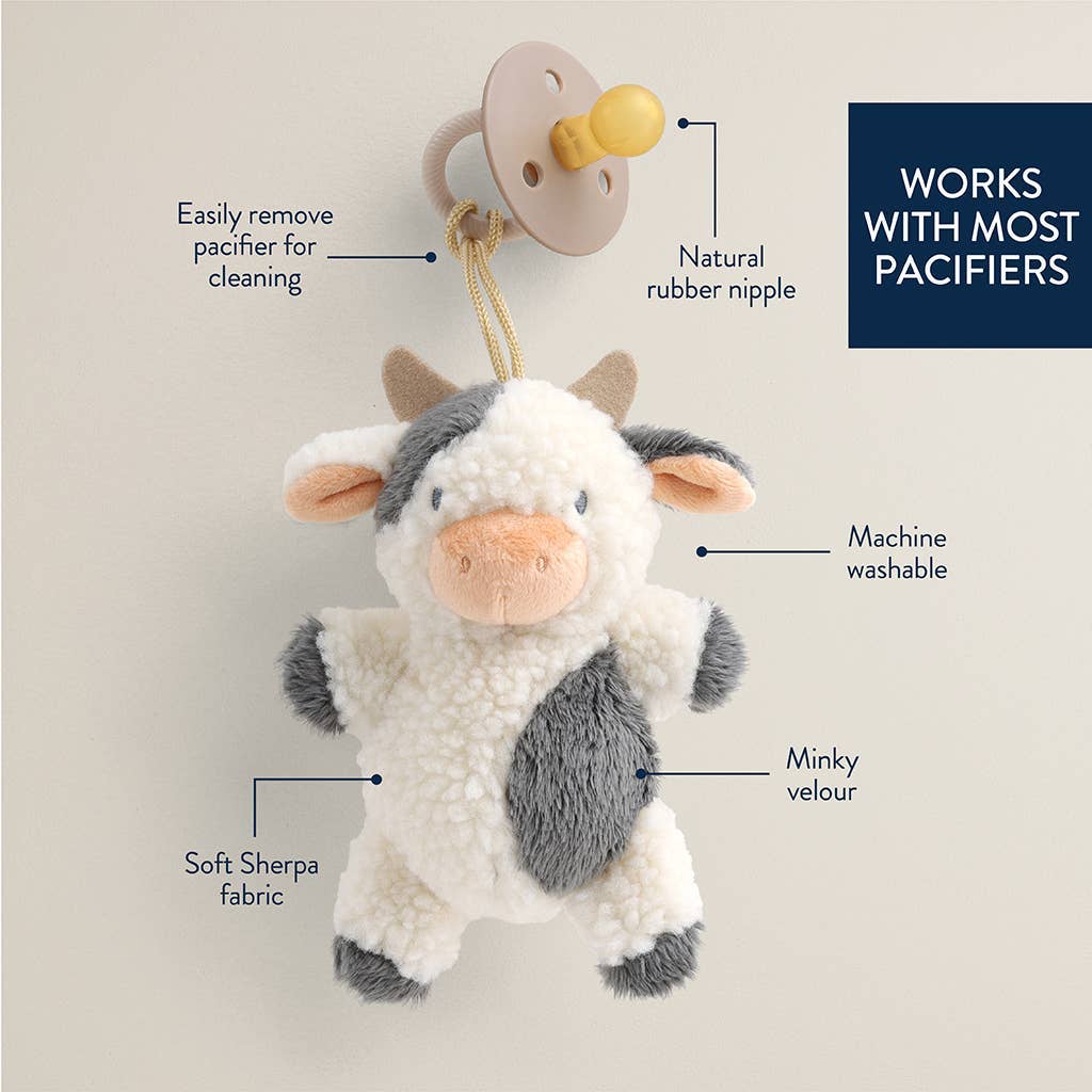 *New Options* Bitzy Pal Natural Rubber Pacifier & Plush: Cow