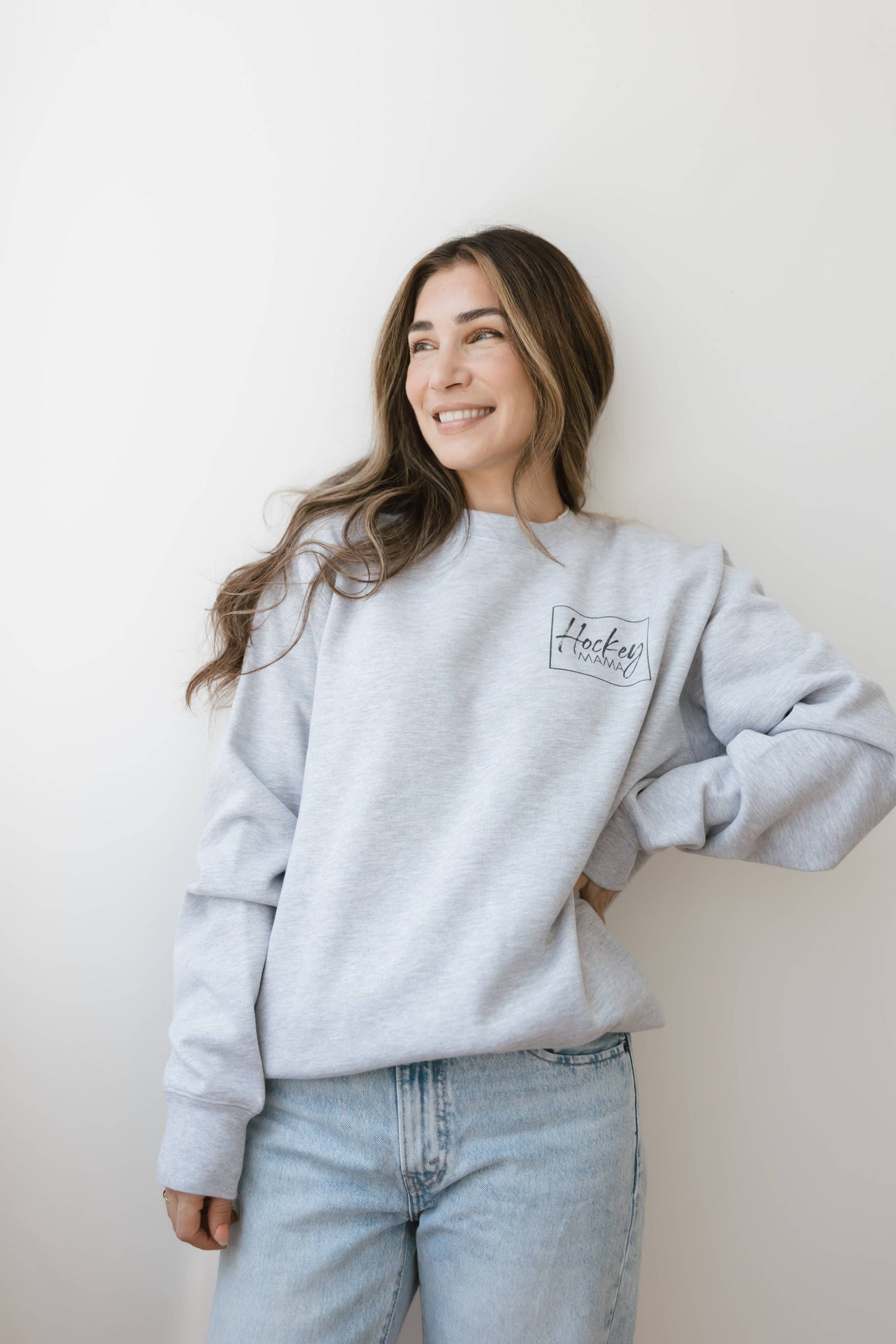 Busy Hockey Mom | Everyday Essentials Sweater: Heather Grey / Large