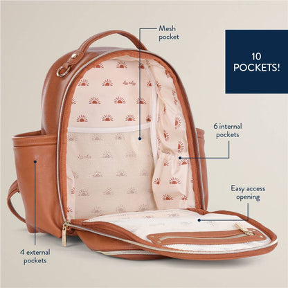 Cognac Itzy Mini Plus™ Backpack Diaper Bag