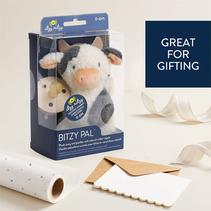 *New Options* Bitzy Pal Natural Rubber Pacifier & Plush: Cow