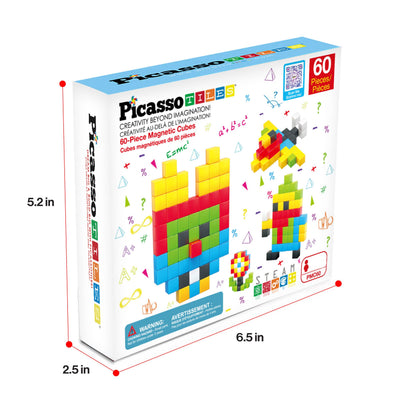 PicassoTiles - PicassoTiles 60pc 1.2" Magnetic Cubes Set