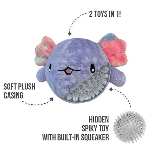 Fuzzy Wuzzy Axolotl Spikers 2-in-1 Spiker Ball Toy: Pink (Small)
