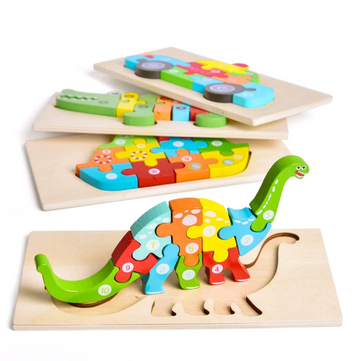 Fun Little Toys - 4-Pack Wooden Puzzles