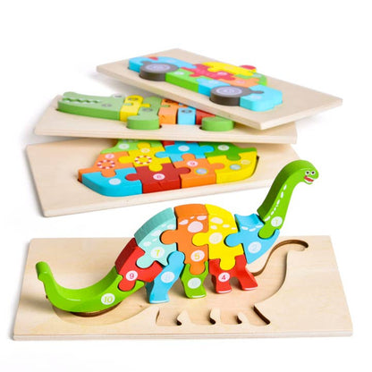 Fun Little Toys - 4-Pack Wooden Puzzles