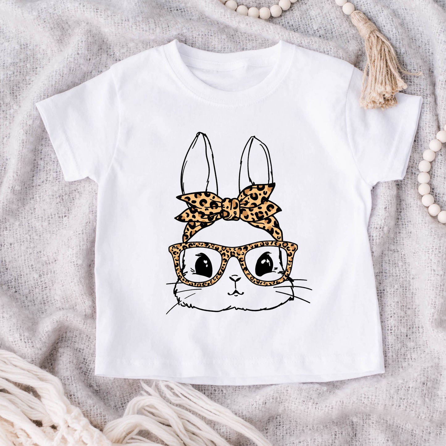 Easter Kids Tee - Spring Shirt For Kids - Bunny Glasses: Natural / 2T
