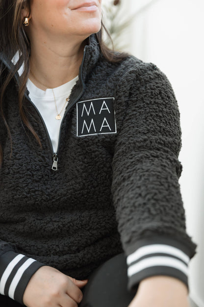 Varsity | Sherpa Half Zip: Charcoal / Mama / XLarge
