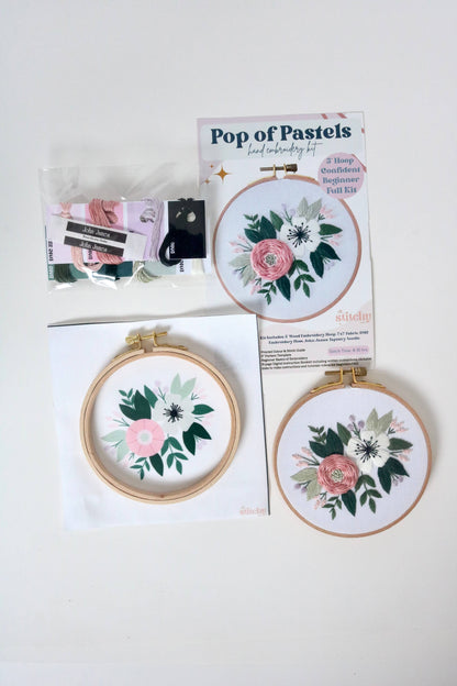 5" Confident Beginner Floral Embroidery Kit - Pop of Pastels